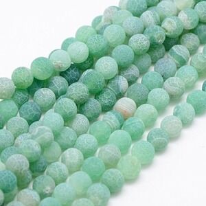 8MM Sea Foam Green Weathered Agate Beads-ONE Gemstone Bead Strand-Crafts NWT